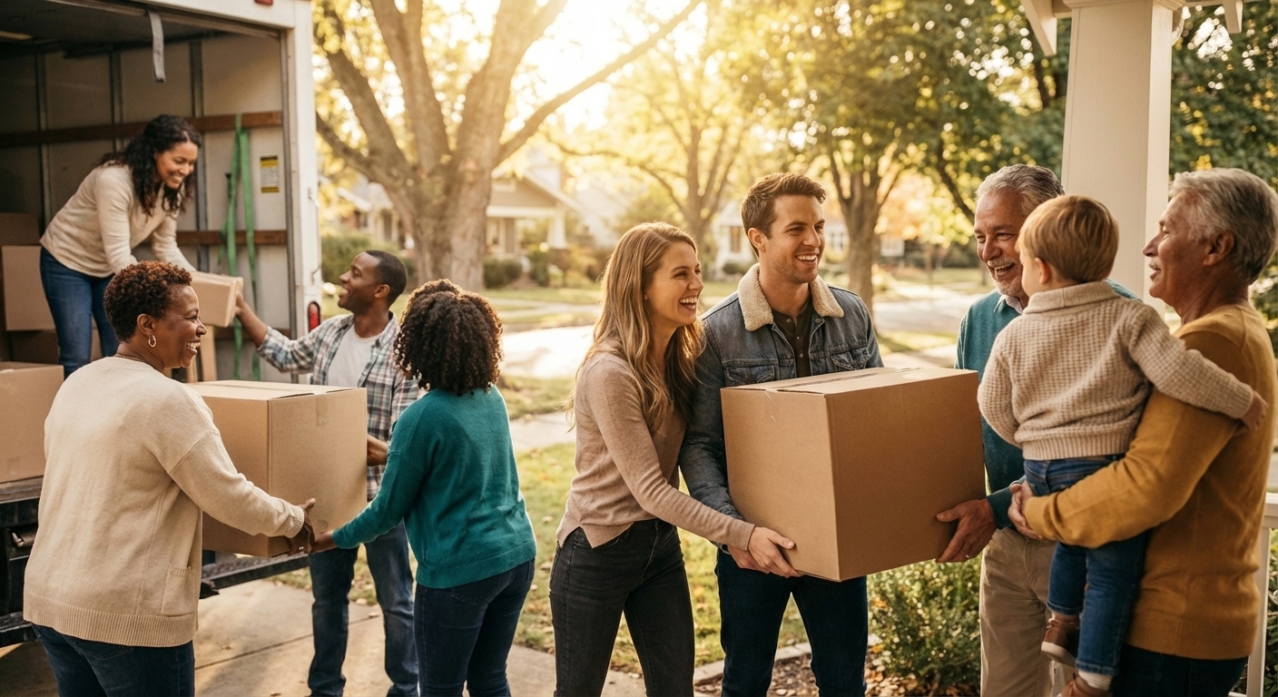 Neighbors helping each other with a move